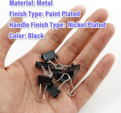 40 Pack Extra Small Micro Clips - 5/8 Inch Black Metal Office & School Paper Clips