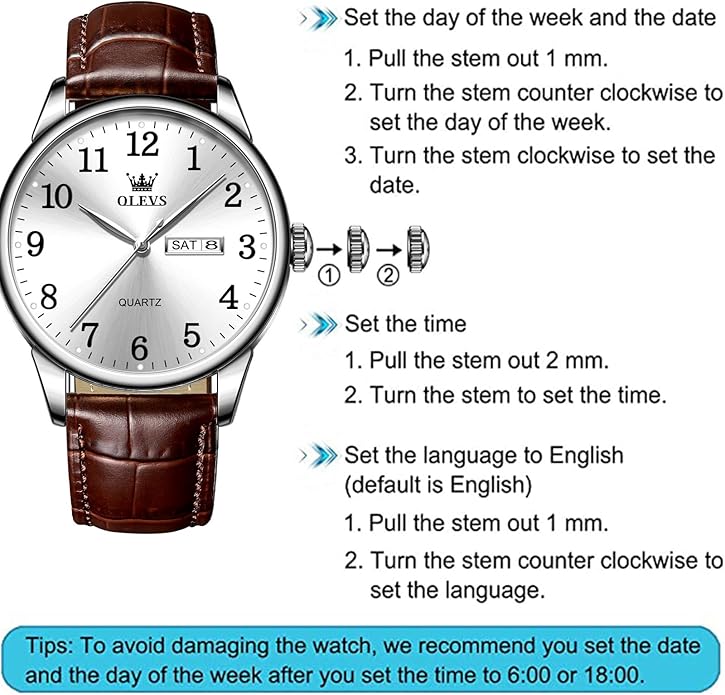 OLEVS Watch Men Mens Watches Watches for Men Leather Band Classic Brown Leather Watch Men, Analog Watch Men, Black Mens Leather Watch, Dress Waterproof Large Face Mens Watch,Relojes para Hombres Watch