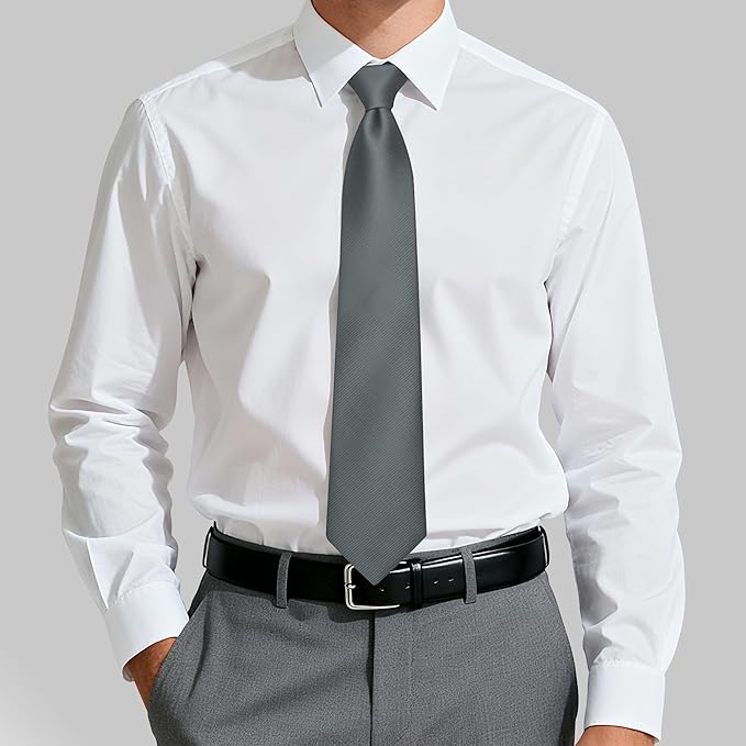 Fineknot Black Ties for Men, Formal Neckties for Men, Solid Color Mens Ties for Business, Wedding, Party, Mens Neck Tie