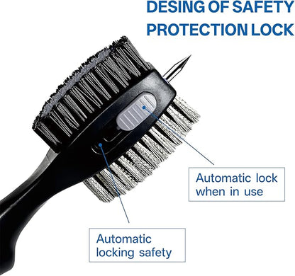 Hiker Golf Club Cleaning Brush with Groove Cleaner, Oversized Double Brush Heads, 24 inch Retractable Zipline Carabiner, Comfortable Rubber Grip for Golf Club Bag Accessories(Grey)