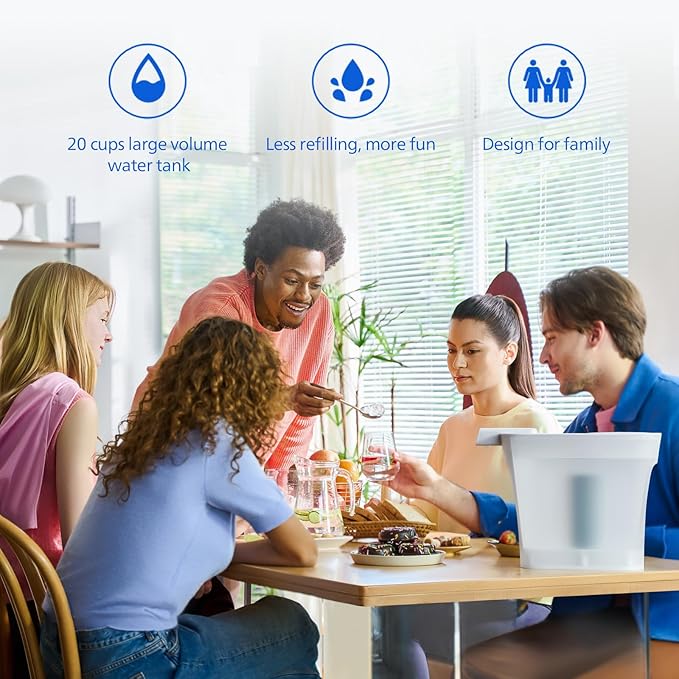 PHILIPS Water Filter Pitcher, Rechargeable Water Dispenser, Water Purifier Filter for Fridge, 1 Filter for 6 Months/180gal, Reduces 57 impurities Including PFOA NSF/ANSI 42&53&372&401, 20 Cup