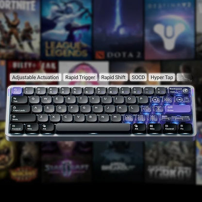 nuphy Air60 HE Wired Magnetic Gaming Keyboard,61 Keys Rapid Trigger,60% Compact,Actuation Point Adjustable, 8K Hz Polling Rate,Hall Effect Keyboard Low-Profile Magnetic Jade Switch