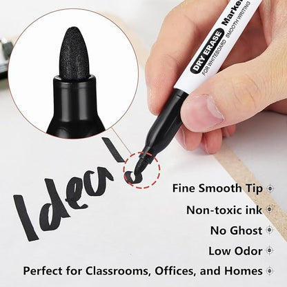 SFAIH Fine Tip Dry Erase Markers - 216 Pack Black Whiteboard Markers for Educational Districts, Low-Odor White Board Markers Bulk Warehouse Pack, Non-Toxic Easy Clean