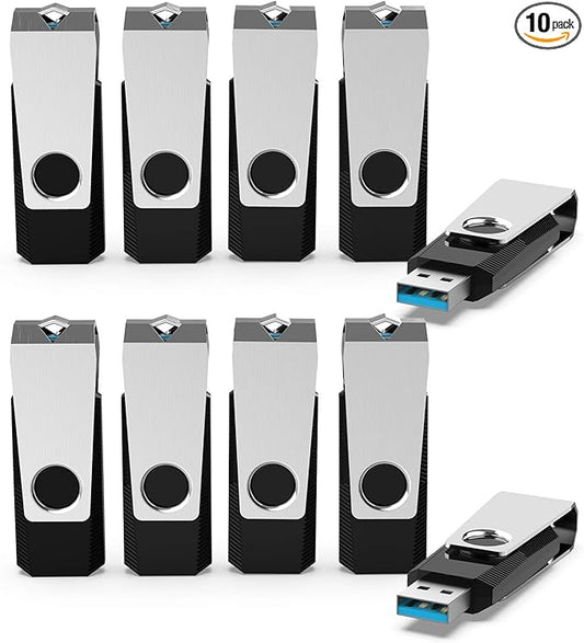 KEXIN USB 3.0 Flash Drive 32GB 10 Pack Thumb Drive 3.0 - Up to 80MB/s Read/Write Speed Black