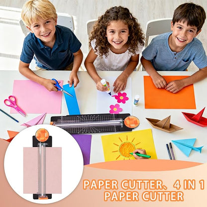 Craft Paper Cutter - Precision Cutter with Side Ruler, Heavy Duty Card Slicer with Adjustable Guide for Label Card Photo Cardstock Home Office School Classroom Students Teacher