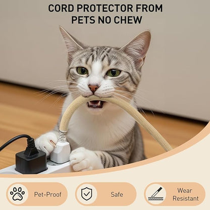 AGPTEK Cable Sleeve Cover, 2 Pack 5ft - 1.2 inch Desk Cord Organizer Cable Hider, Home Office Wire Management Computer TV Wire Loom Tubing, Pet Proof Cord Protector, from Cat Dog Chewing, Wood Color