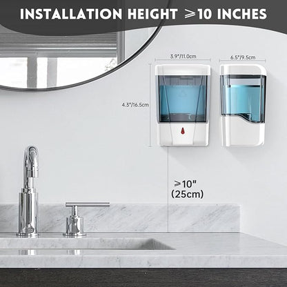 Automatic Soap Dispenser 20fl oz/600ml Touchless Wall Mount Liquid ABS Auto Hands Free Touchless Soap Dispensers Bathroom Kitchen 9031 White