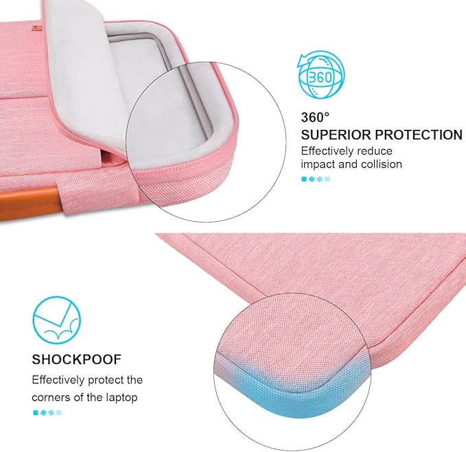 Lacdo 360° Protective Laptop Sleeve Case for 13 inch New MacBook Air M4 A3240 2025, M3 A3113, M2 A2681, M1 A2337 | 13" MacBook Pro M2/M1 A2338 A2251 | 13" iPad Pro M5 / iPad Air M3 Computer Bag, Peach