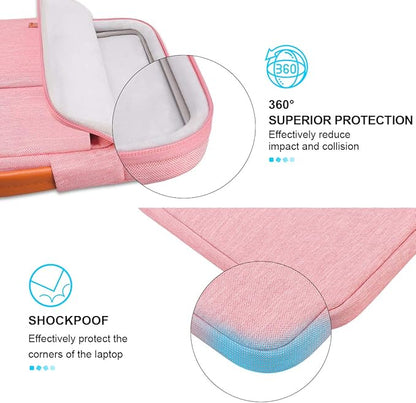 Lacdo 360° Protective Laptop Sleeve Case for 13 inch New MacBook Air M4 A3240 2025, M3 A3113, M2 A2681, M1 A2337 | 13" MacBook Pro M2/M1 A2338 A2251 | 13" iPad Pro M5 / iPad Air M3 Computer Bag, Peach