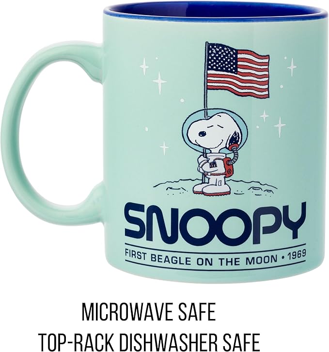 Silver Buffalo Peanuts “First Beagle on the Moon” Featuring Snoopy in Space Ceramic Mug, 20 Ounces