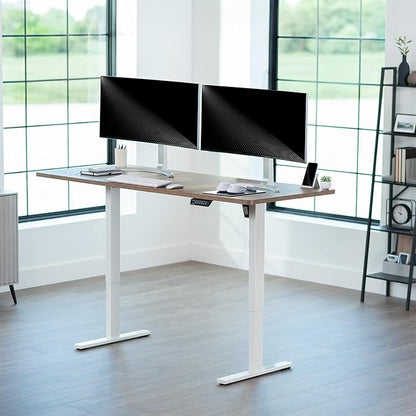VIVO Electric 71 x 30 in Standing Desk, Memory Height Adjustment, 1B Series, Reclaimed Wood Top White Frame, DESK-KIT-1W7P