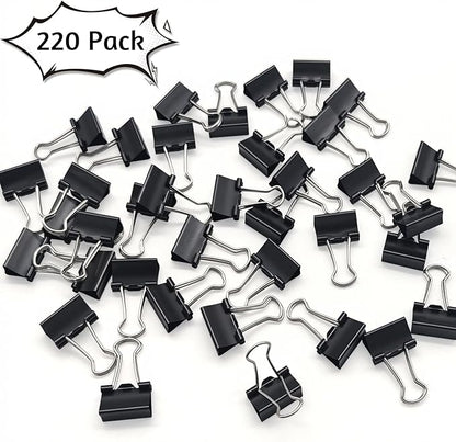OWLKELA 220 PCS Mini Binder Clips 0.6 Inch, Metal Paper Clip Bulk, Small Black Clips for Home, School and Office Supplies