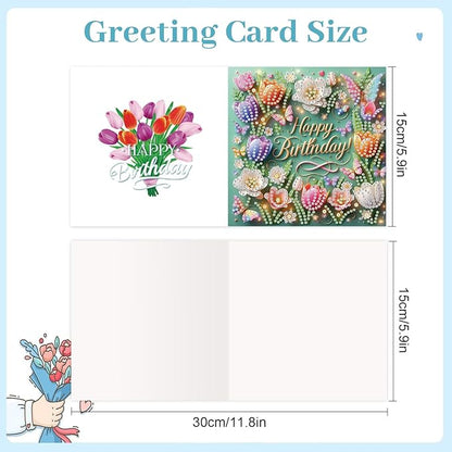 jinglinhh 12pcs Diamond Art Painting Flower Bouquet Handbag Greeting Cards with Envelopes, DIY Card Making Kits for Adults, Diamond Art Postcards Christmas Cards Craft Gifts