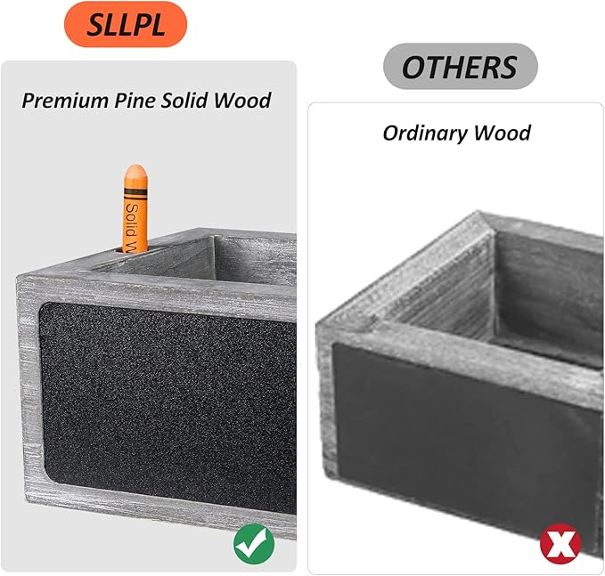 Wooden Cup Holder - Party Cup Holder with Marker Slot, with Chalkboard for Party and Wedding, Rustic Cup Holder for Countertop, Grey