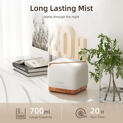 ASAKUKI Essential Oil Diffuser for Home, Large 700 ml Humidifier with Automatic Shut-Off, Scent Aromatherapy Diffuser with 7 LED Lights for Living Room, Kitchen, Bedroom, Hotel - Yellow