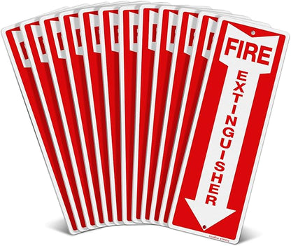 GicnKeuz Fire Extinguisher Sign, 12"x4" .040 Rust Free Heavy Aluminum, Reflective, Weatherproof and Fade Resistant, 2 pre-drilled holes, Easy to Install, Indoors and Outdoors Use (12-Pack)