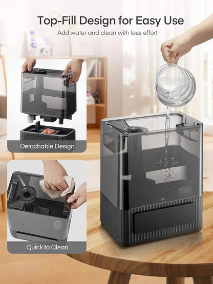 FOHERE Smart Humidifier for Bedroom, 6L Quiet Warm Cool Mist Humidifier with 60H Runtime, Aroma Diffuser, Sleep Mode, 12H Timer, Ultrasonic Top Fill Humidifiers for Home, Baby, Plants, Office