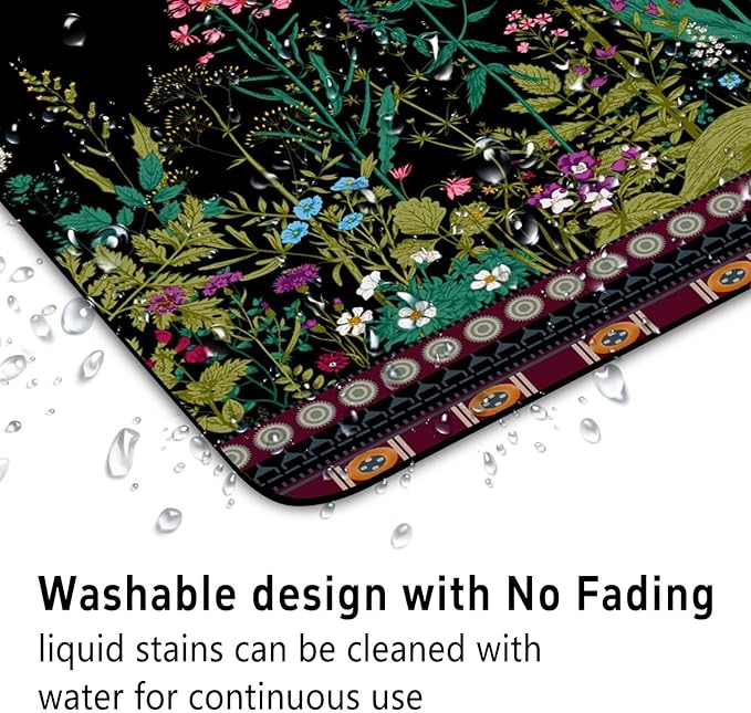 Flowers & Plants Patterns Desk Mat, Large Gaming Mouse Pad Non-Slip Rubber Base with Stitched Edges, Waterproof Protection for PC Laptop Home Office Desk Decor (12.5x10.5in)