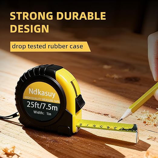 25ft Self-Locking Tape Measure. Dual Metric/Imperial Scales. Durable Carbon Steel, Clear Markings. Perfect for DIY, Construction & Woodworking