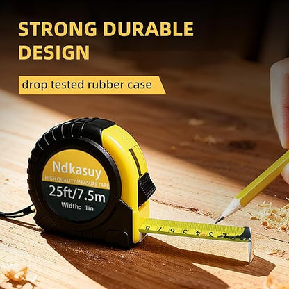 25ft Self-Locking Tape Measure. Dual Metric/Imperial Scales. Durable Carbon Steel, Clear Markings. Perfect for DIY, Construction & Woodworking