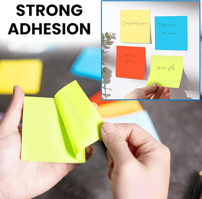 14 Pack Sticky Notes 3x3 Inches - Rainbow Colors Self-Stick Pads - Strong Adhesion, Smooth Writing, No Residue - Easy to Post for Home, Office, School - 72 Sheets/Pad - MindLine