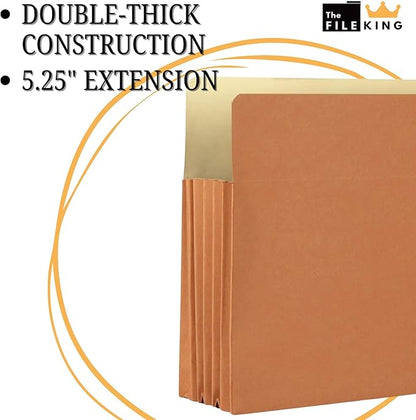 The File King Expanding Accordion File Folder - Legal Size | Box of 10 Redropes | 5.25” Expansion | Store and Organize Papers | Keep Records in One Place | Save Time Searching