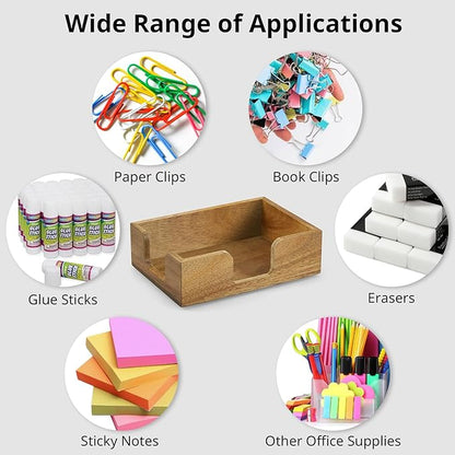 Acacia Wood Sticky Note Holder, 4x6 Inch Notepad Holder Dispenser with Dual Openings, Sticky Note Dispenser Memo Holder Case for Desk Office School Supplies