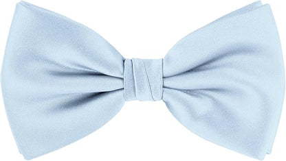 TIE G 5pcs Tie Set in WHITE OR BLACK GIFT BOX: Solid Color Necktie, Satin Bow Tie, Pocket Square, Lapel, Cuff Links