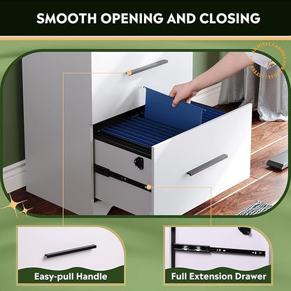 DEVAISE 2-Drawer Wood Lateral File Cabinet with Lock for Office Home, White