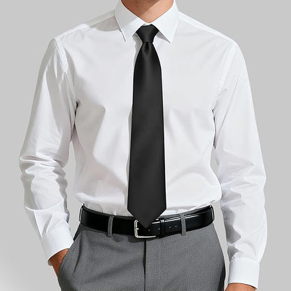 Fineknot Black Ties for Men, Formal Neckties for Men, Solid Color Mens Ties for Business, Wedding, Party, Mens Neck Tie
