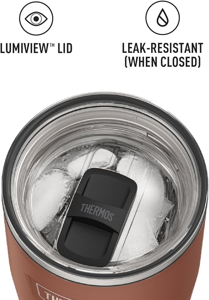 THERMOS ICON SERIES, Stainless Steel Cold Tumbler with Slide Lock, 24 Ounce, Saddle