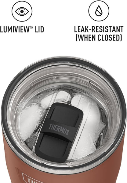 THERMOS ICON SERIES, Stainless Steel Cold Tumbler with Slide Lock, 24 Ounce, Saddle