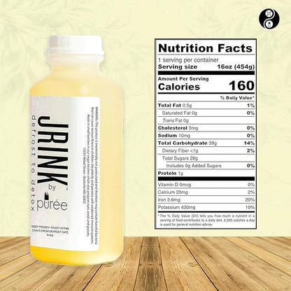 JRINK by Purée Ginger Lemon Juice, Cold Pressed Juice Cleanse with Organic Lemon Ginger, Detox Drink from Raw Fruit and Vegetable, No Preservatives, Healthy Cleanse, 16oz Bottles, 12 Pack