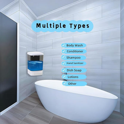 Manual Soap Dispenser Kitchen Bathroom Wall Mounted Hand Dispensers Commercial for Liquid Containers Shampoo Gel Chamber Plastic - (33.8 oz) 1000ml