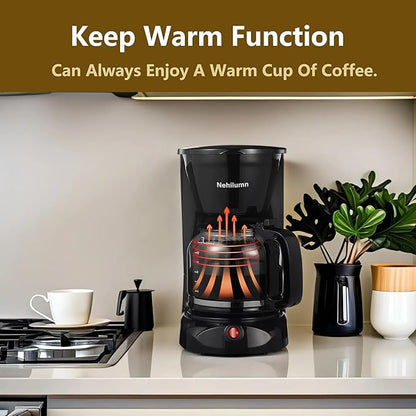 12 Cup Drip Coffee Maker, Coffee Pot Machine Permanent Coffee Filter,1.8L Glass Carafe Electric Coffee Maker,950W Black