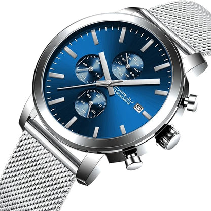 CRRJU Mens Stylish Casual Quartz Watches for Men Luxury Waterproof Calendar Chronograph Japan Movement Wristwatches