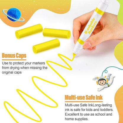Janlaugh 24 Pcs Washable Markers Bulk Broad Line Markers Coloring Conical Tip Large pens for Kids art projects, Teachers, Students, Toddlers, Party Favors, Classrooms, Donations(Yellow)