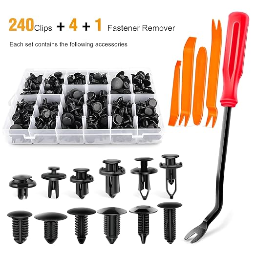 GOOACC - GRC-04 20SETS 240PCS Bumper Retainer Clips Car Plastic Rivets Fasteners Push Retainer Kit Popular Sizes Auto Push Pin Rivets Set Door Trim Panel Fender Clips for GM Ford Toyota Honda Chrysler