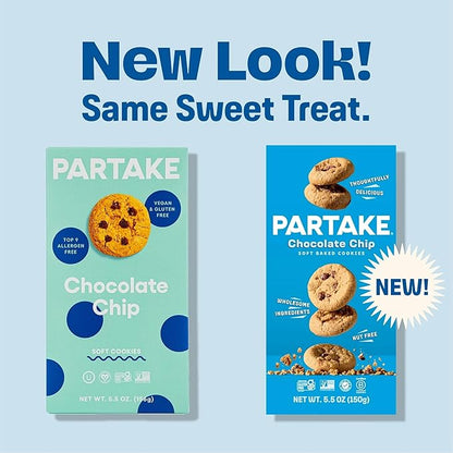Gluten Free Partake Soft Baked Cookies Variety Pack (Chocolate Chip, Snickerdoodle, Lemon) - Vegan - Free From the Top 9 Allergens Including Dairy, Wheat, Soy, Eggs, & Peanuts - Non GMO - Safe School & Office Snack (4 Pack, 5.5oz Boxes)