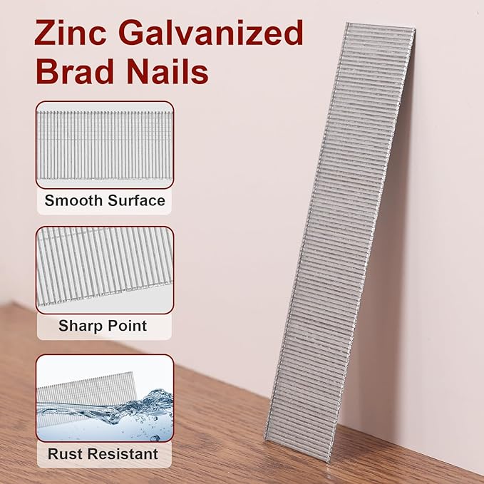 18 Gauge Brad Nails, 1000 Counts 1-1/4-inch 18 GA Brad Nails, Galvanized Nails for Nail Gun, Finishing Nail Gun Nails for Pneumatic, Electric Brad Nailer Gun