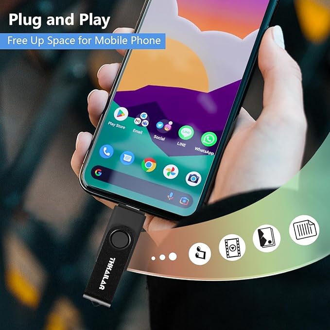 Thkailar 512GB Flash Drive 2 in 1 USB Flash Drive with Type C & Type A Ports,Thumb Drive,USB Stick for Android Phone/Tablet/PC/MacBook Pro/Air