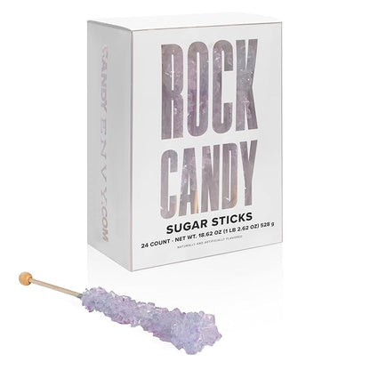 Candy Envy - Iridescent Lavender Rock Candy Sugar Sticks - Tutti Frutti Flavored - 24 Individually Wrapped Party Favors
