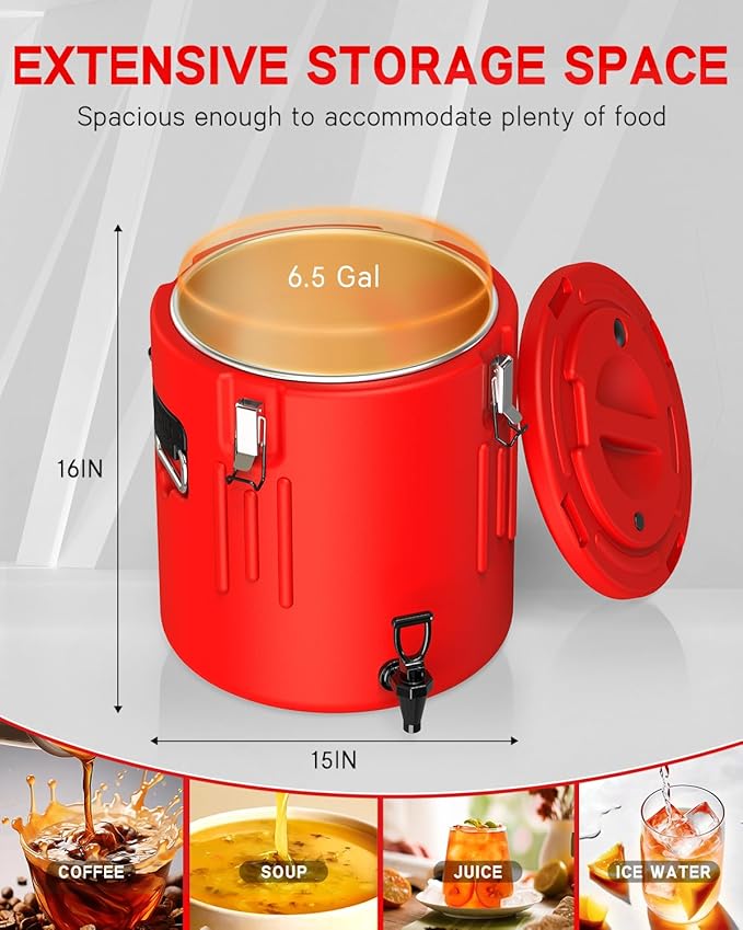 Insulated Beverage Dispenser 5 Gallon - Ice and Hot Drink Dispenser with 304 Stainless Steel Interior and Spout, Portable Hot Water Dispenser, Outdoors Cooler Jug for Camping Party Sports,N9