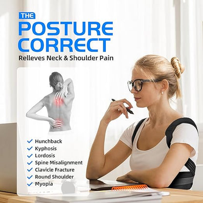 Lexniush Posture Corrector for Women/Men, Adjustable Upper Back Brace for Back Pain Relief, Lightweight Posture Support Straightener for Teenagers Boys Girls to Improve Slouch, Prevent Humpback, XL