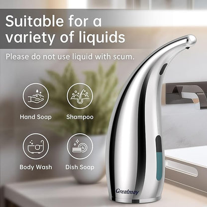 Adjustable Automatic Soap Dispenser Touchless, 4 Adjustable Levels Touchless Sensor Liquid Soap Pump Dispenser，300ml Rechargeable Magnetic Charging Hand Soap Dispenser for Kitchen，Bathroom