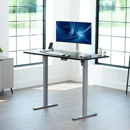 VIVO Electric 60 x 24 in Standing Desk, Memory Height Adjustment, 1B Series, One-Piece Black Top, Gray Frame, DESK-KIT-1G6B