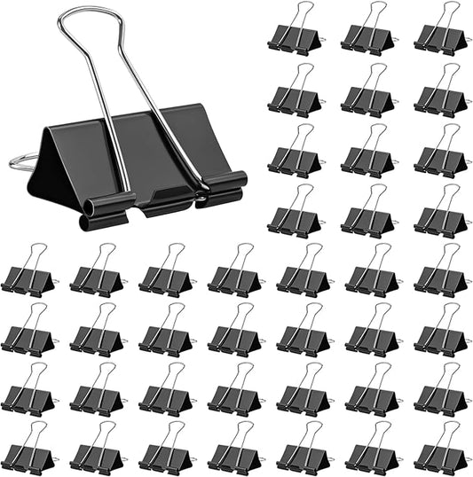 OWLKELA 1.6 Inch (40 Pack) Large Binder Clips, Black Paper Clamps for Office, School, and Home Supplies