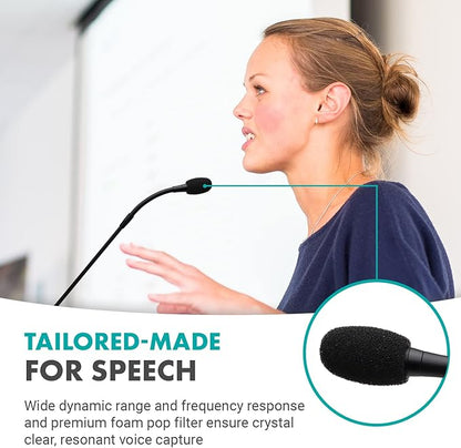 Movo GM-7 Professional 18-inch Gooseneck Microphone and USB Interface Base with RGB Lights, Gain, Mute - Podium Microphone with Stand for Streaming, Meetings, Lectures - USB Mic for Mac and PC