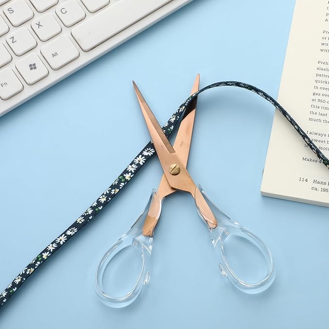 Heavy Duty Rose Gold Scissors Craft Scissors Clear Acrylic Scissor Craft Office Professional Shears for Home School Office Paper Fabric