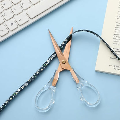 Heavy Duty Rose Gold Scissors Craft Scissors Clear Acrylic Scissor Craft Office Professional Shears for Home School Office Paper Fabric
